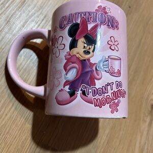 Pink Minnie Mouse Coffee Tea Hot Cocoa Cup Mug “Caution: I Don’t Do Mornings “